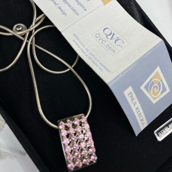 Paul Klecka Sterling Silver Diamonique Pendant Necklace – Pink & Yellow Stones - Picture 4 of 16